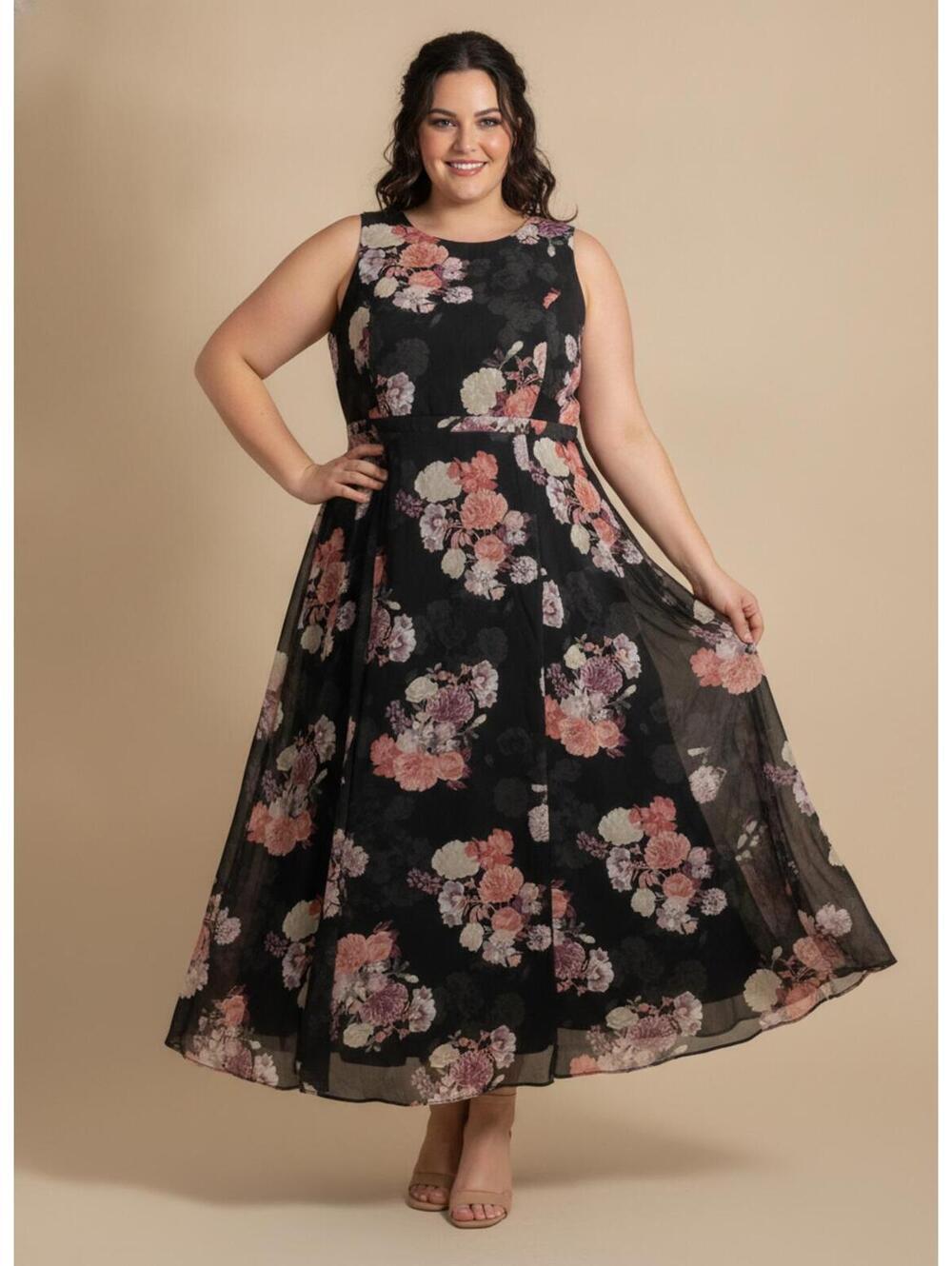Torrid Black Floral Sleeveless Maxi Dress Size 22